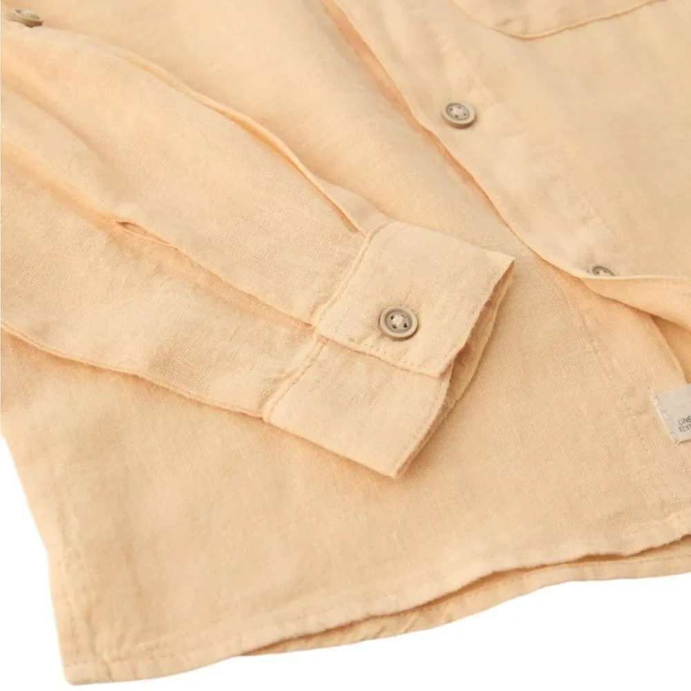 Zara Kids Peach 100% Linen Button Down Shirt NWT 2T